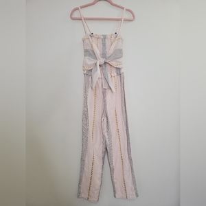 Anthro Saylor striped jumpsuit S pink
